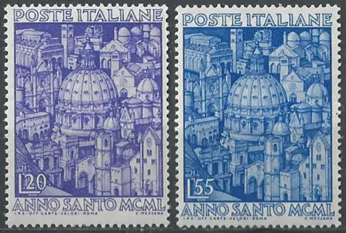 1950 Italia Holy Year 2v. MNH Sassone n. 620/21