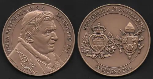 2011 San Marino medaglia di bronzo Visita di Benedetto XVI