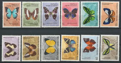 1966 Papua New Guinea butterflies 12v. MNH YeT n. 83/93