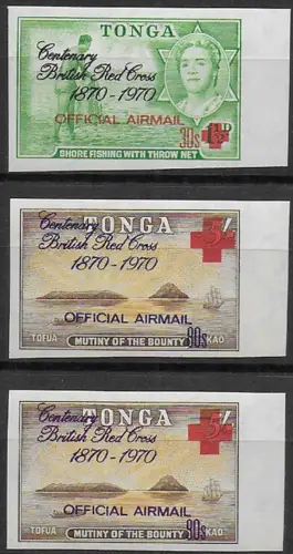 1970 Tonga 100th Red Cross official airmail 3v. MNH SG n. O55/O57