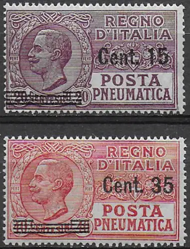 1927 Italia Pneumatica nuovi valori 2v. MNH Sassone n. 10/11