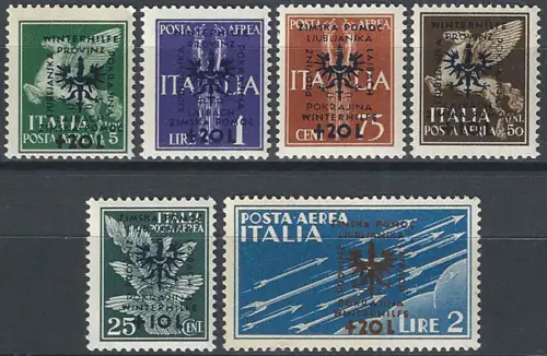 1944 Lubiana German occupation 6v. MNH Sassone n. 20/25