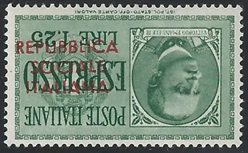 1944 Repubblia Sociale L. 1,25 express variety MNH Sassone n. 21Ga