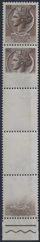 1953-54 Italia Turrita L. 20 varietà MNH Sass n. (714)