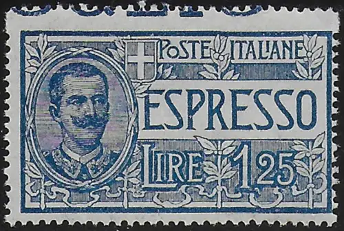 1926 Italia Express Lire 1,25 light blue variety MNH Sassone n. 12caa