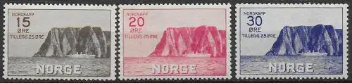 1930 Norvegia North Cape 3v. MNH Unificato n. 151/53