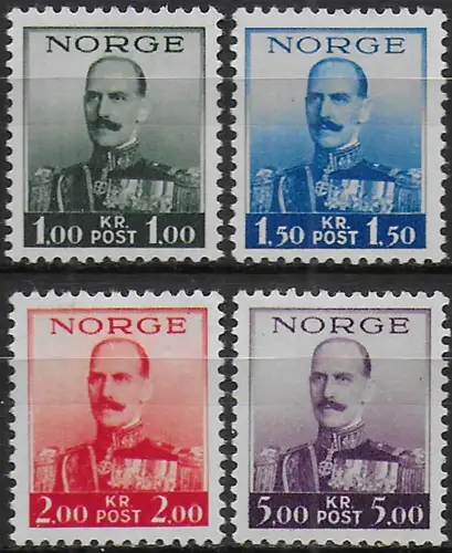 1937-38 Norvegia Haakon VII 4v. MNH Unificato n. 183/86