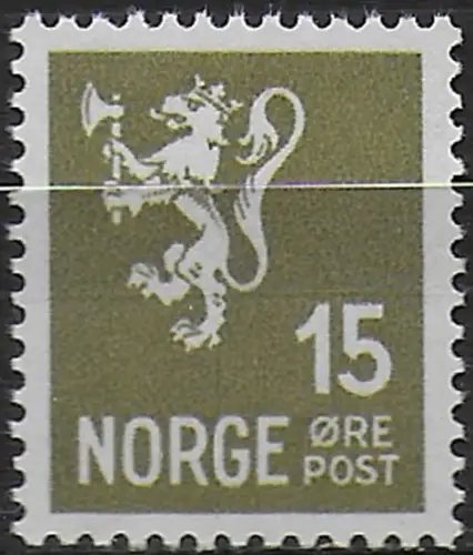1937-38 Norvegia 15ö. dark olive MNH Unificato n. 175a