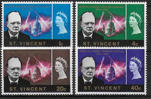 1966 St Vincent Churchill commemoration 4v. MNH SG n. 246/49