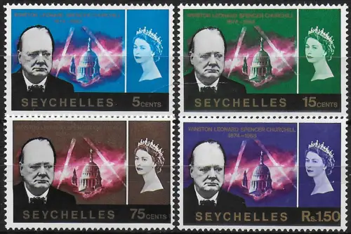 1966 Seychelles Churchill commemoration 4v. MNH SG n. 222/25