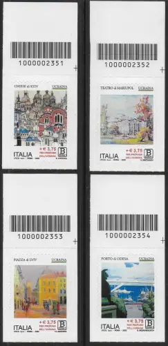 2023 Italy in favor of Ukraine 4v. barcode ada MNH Sassone n. 4329/32