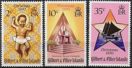 1970 Gilbert e Ellice Islands Christmas 3v. MNH SG n. 170/72