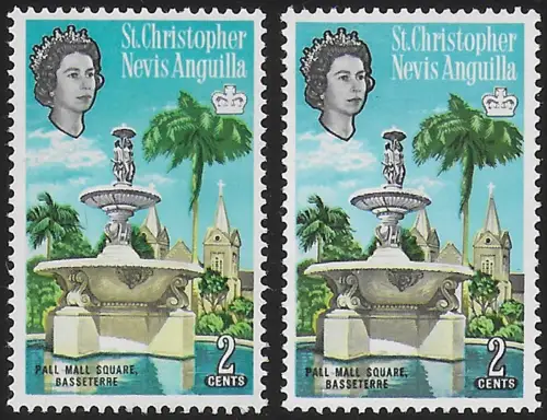 1963 St Christopher Pall Mall Square 2c. variety MNH SG n. 131a