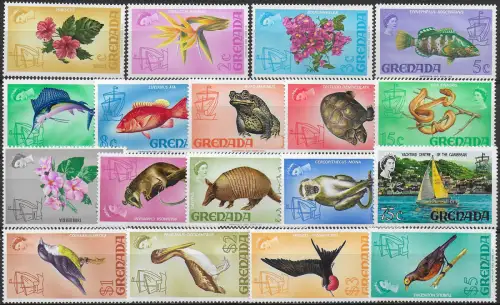 1968 Grenada flora and fauna 18v. MNH SG n. 306/321