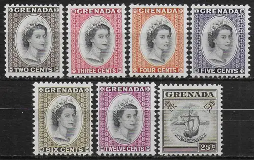 1964-66 Grenada Elizabeth II Wmk 12 7v. MNH SG n. 214/20
