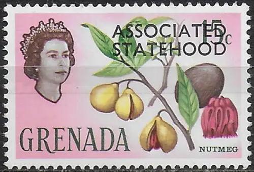1967 Grenada Statehood 15c. optd. variety MNH SG n. 270