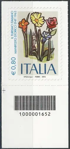 2015 Italia ENIT barcode left sheeet corner Unificato n. 3621cb