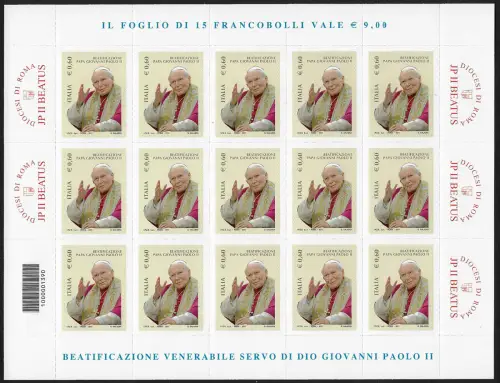2011 Italia Beatificazione di GP II MF MNH Unificato n. 3285