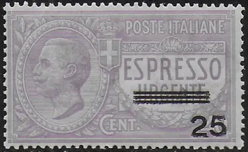 1917 Italia Express 25c. on 40c. violet 1v. MNH Sassone n. 3