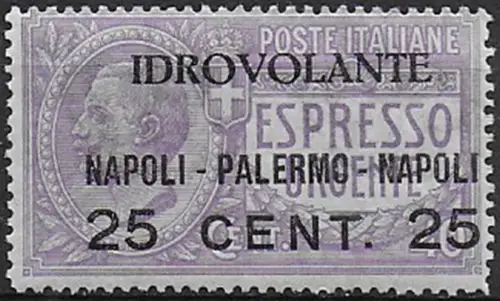 1917 Italia airmail 25c. on 40c. variety MNH Sassone n. 2ac