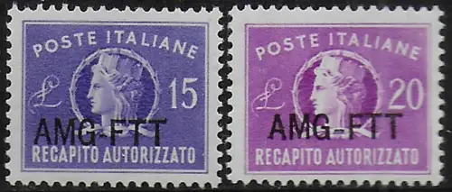 1949-52 Trieste A authorise delivery 2v. MNH Sassone n. 4/5