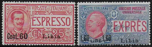 1922 Libia Express 2v. ovpt MNH Sassone n. 5/6
