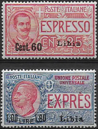1922 Libia Express 1/I+2/I ovpt bc MNH Sassone n. 5/6