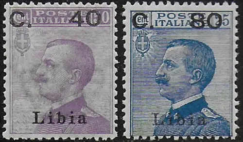 1922 Libia new value C410+C80 II type 2v. MNH Sassone n. 38I/39I