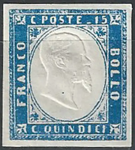 1863 Italia VE II 15c. milky blue MNH Sassone n. 11d