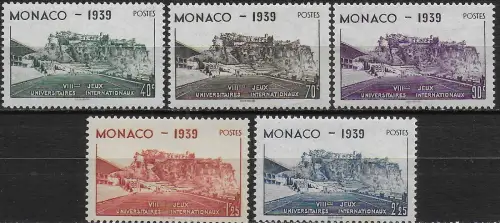 1939 Monaco University games 5v. MNH Unificato n. 195/99