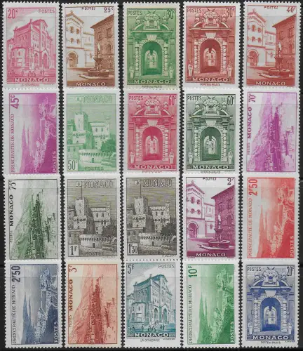 1939-41 Monaco Views of Monaco 20v. MNH Unificato n. 169/83