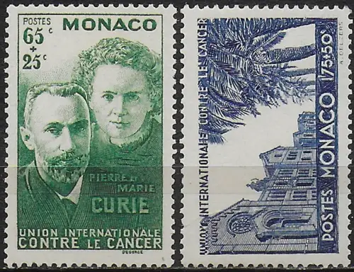 1938 Monaco Pierre and Marie Curie 2v. MNH Unificato n. 167/68