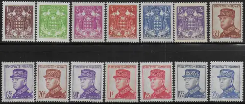 1937-39 Monaco Louis II 14v. MNH Unificato n. 153/66