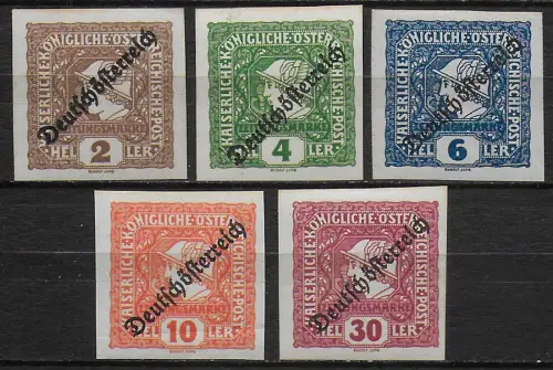 1919 Austria Newspapers 5v. ovpd MNH Unificato n. 29/33