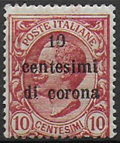 1919 Italia Trento e Trieste 10c. on 10c. dark carmine MNH Sassone n. 4a