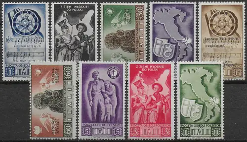 1946 Corpo polacco War Rescue 9v. MNH Sassone n. 18/26