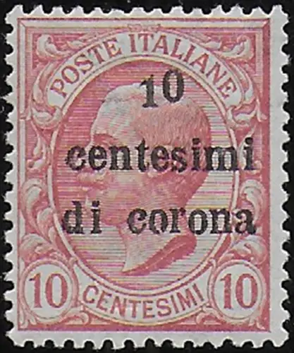 1919 Italia Trento e Trieste 10c. on 10c. carmine variety MNH Sassone n. 4o