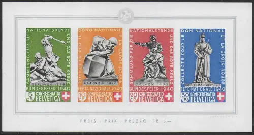 1940 Svizzera Pro Patria MS MNH Unificato n. 5