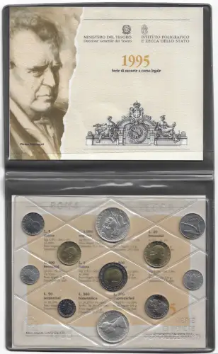 1995 Italia Mint divisional 11 monete FDC-MS65