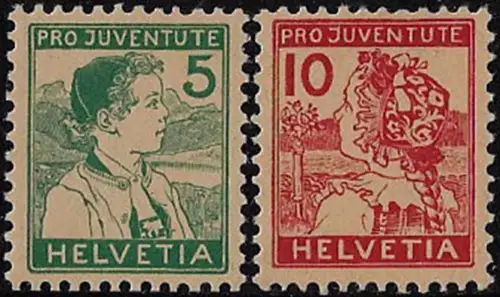1915 Svizzera Pro Juventute 2v. MNH Unificato n. 149/50