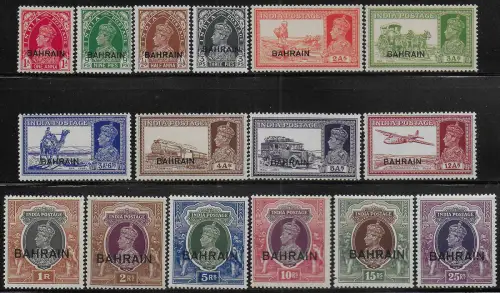 1938-41 Bahrain George VI 16v. MNH SG n. 20/37