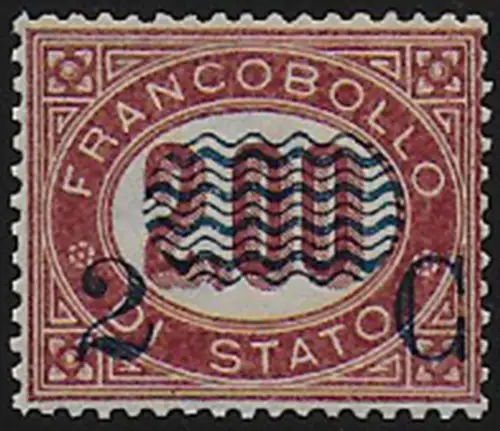 1878 Italia VE II 2C. on 2 Lire dark lacquer Service bc MNH Sassone n. 34