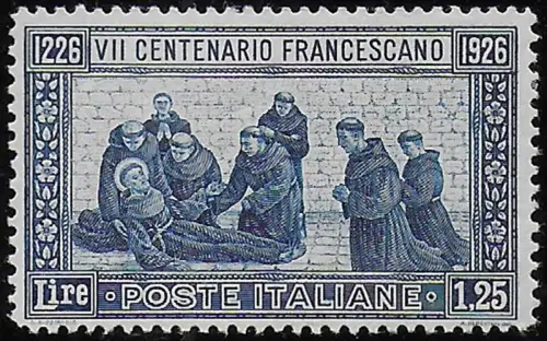 Merry Christmas - 1926 Italia San Francesco Lire 1,25 p. 13½ MNH Sassone n. 196