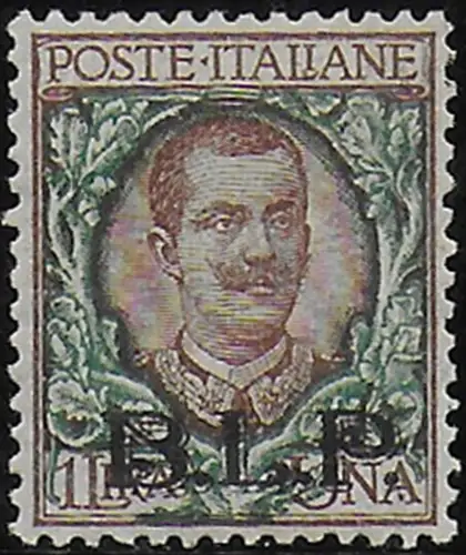 Merry Christmas - 1922-23 Italia VE III Lire 1 optd BLP bc MNH Sassone n. 12