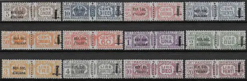 1944 Repubblica Sociale stamps for parcels 12v. MNH Sassone n. 36/47