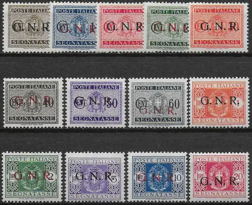 1944 Repubblica Sociale postage due stamps Verona MNH Sassone n. 47/59