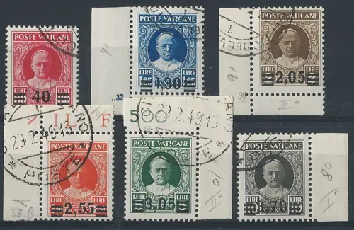 1934-37 Vaticano Provvisoria 6v. used Sassone n. 35/40
