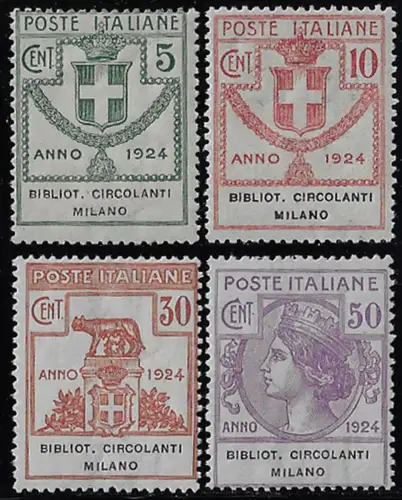 Merry Christmas - 1924 Italia Parastatali Biblioteche Milano 4v. MNH Sassone n. 13/16