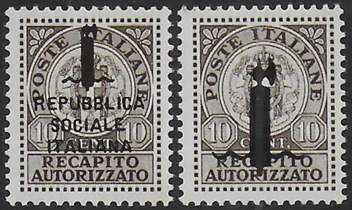 Merry Christmas - 1944 Repubblica Sociale authorised delivery 2v. MNH Sassone n. 3A/3B