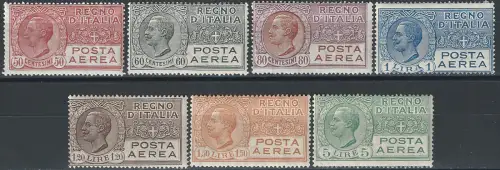 1926-28 Italia VE III airmail 7v. mc MNH Sassone n. 2A/7